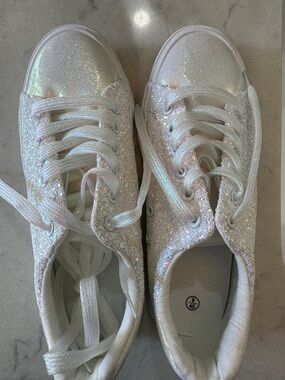 White Iridescent Glitter Sneakers